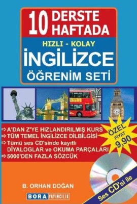 10 Derste 10 Haftada Hızlı Kolay İngilizce Öğrenim Seti - Bora Yayıncılık