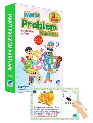 2. Sınıf Problem Kartları - Yaz Sil Kalemli - Martı Yayınları