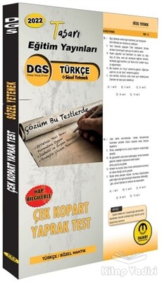 2022 DGS Türkçe Sözel Yetenek Çek Kopar Yaprak Test - Tasarı Akademi Yayınları