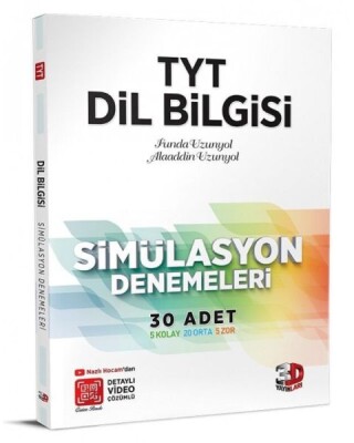 3D TYT Dil Bilgisi Simülasyon 30 Adet Denemeleri Çözüm - 3D Yayınları