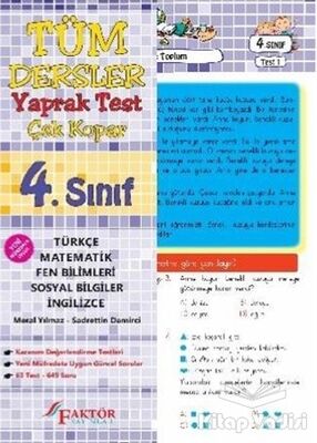 4. Sınıf Tüm Dersler Yaprak Test Çek Kopar - 1