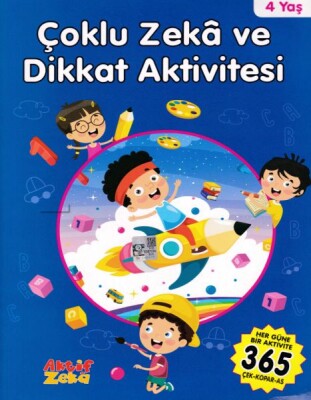 4 Yaş Çoklu Zeka ve Dikkat Aktivitesi - Mavi Kitap - Aktif Zeka Yayınları