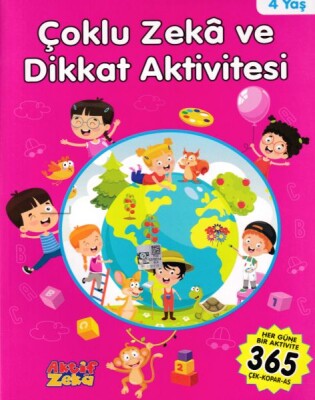 4 Yaş Çoklu Zeka ve Dikkat Aktivitesi - Pembe Kitap - Aktif Zeka Yayınları