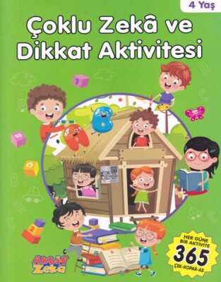 4 Yaş Çoklu Zeka ve Dikkat Aktivitesi - Yeşil Kitap - Aktif Zeka Yayınları