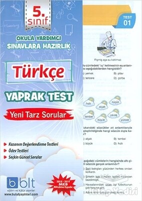 5. Sınıf Türkçe Yaprak Test - Bulut Eğitim ve Kültür Yayınları