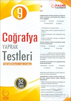 9. Sınıf Coğrafya Yaprak Testleri - Palme Yayıncılık