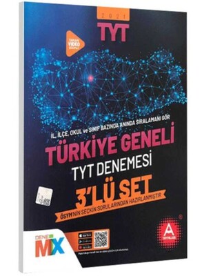 A Yayınları 2021 Türkiye Geneli Çıkmış Sorular Denemesi 3 lü Set - A Yayınları