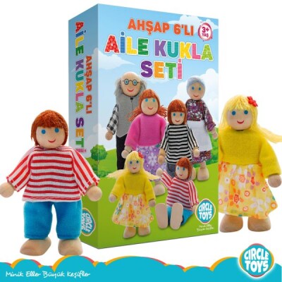 Ahşap 6'lı Aile Kukla Seti - Circle Toys