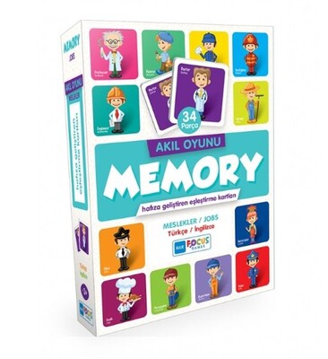 Akıl Oyunu - Memory - Meslekler (Eşleştirme Kartı 34 Parça) - Blue Focus