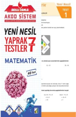 Akıllı Damla Matematik Yeni Nesil Yaprak Testler-7. Sınıf - Damla Eğitim