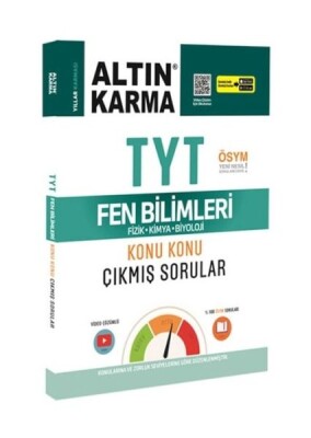 Altın Karma 2023 TYT Fen Bilimleri Fizik-Kimya-Biyoloji Konu Konu Çıkmış Sorular Video Çözümlü - Altın Karma Yayınları