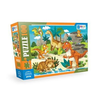 Blue Focus Dinosaur (Dinozor) - Puzzle 100 Parça - 1