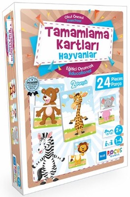 Blue Focus Tamamlama Kartları Hayvanlar - Eğitici Oyunlar 24 Parça - Blue Focus