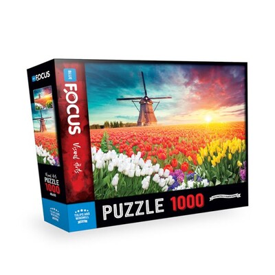 Blue Focus Tulıps And Wındmıll - Puzzle 1000 Parça - Blue Focus