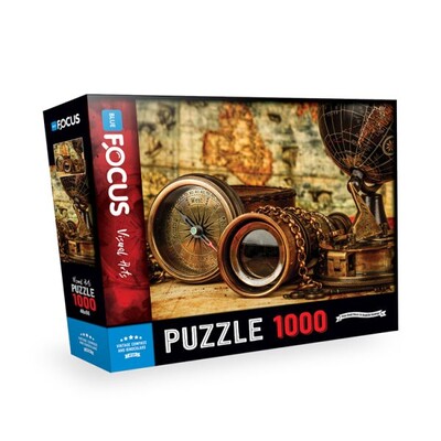 Blue Focus Vintage Compass Andbinoculars - Puzzle 1000 Parça - Blue Focus