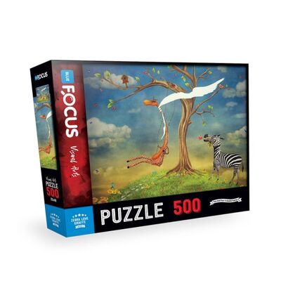 Blue Focus Zebra Loving Giraffes (Zebranın Aşkı Zürafa) - Puzzle 500 Parça - 1
