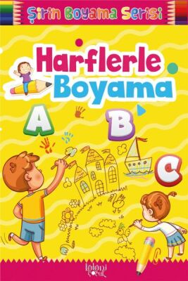Çocuklar için Okul Öncesi Şirin Boyama Kitabı - Harflerle Boyama - 1