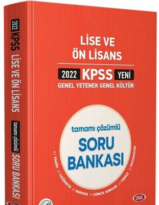 Data 2022 KPSS Genel Yetenek Genel Kültür Lise ve Ön Lisans Tamamı Çözümlü Soru Bankası - Data Yayınları