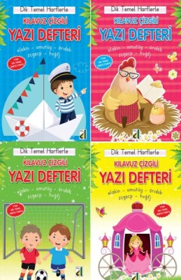 Dik Temel Harflerle Kılavuz Çizgili Yazı Defteri (Büyük Boy) - Damla Yayınevi