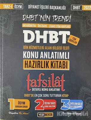 Diyanet İşleri Başkanlığı Örtaöğretim-Önlisans-Lisans(Tüm Adaylar) DHBT Din Hizmetleri Alan Bilgisi Testi Konu Anlatımlı Hazırlık Kitabı - Yedi Beyza Yayınları