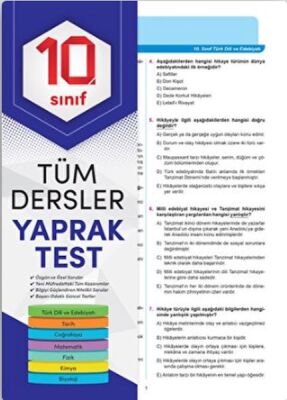 Element 10. Sınıf Tüm Dersler Yaprak Test - 1