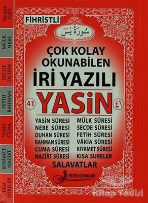 Fihristli Çok Kolay Okunabilen İri Yazılı 41 Yasin - Fetih Yayınları