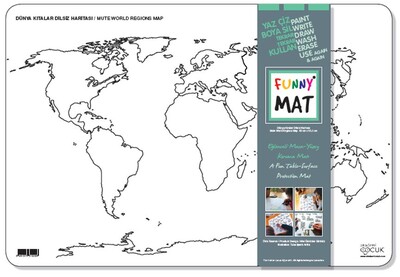 Funny Mat - Dünya Kıtalar Dilsiz Haritası 33,5x48cm - Akademi Çocuk