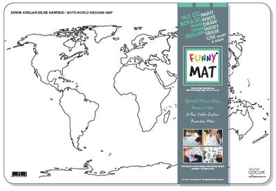 Funny Mat - Dünya Kıtalar Dilsiz Haritası 33,5x48cm - 1