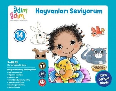 Hayvanları Seviyorum - 14. Ay Gelişim Kitabı - Adım Adım Bebek Eğitimi