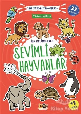 İlk Kelimelerle Sevimli Hayvanlar - Yapıştır-Boya-Öğren - 1