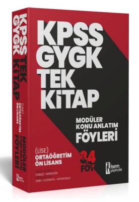 İsem Yayıncılık 2024 Kpss Gygk Ortaöğretim-Önlisans Tek Kitap Modüler Konu Anlatım Föyleri - İsem Yayıncılık