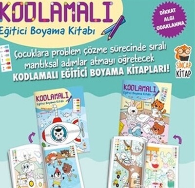 Kodlamalı Eğitici Boyama Kitabı 4-5 Yaş (2 Kitap Takım) - Sincap Kitap