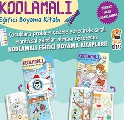 Kodlamalı Eğitici Boyama Kitabı 4-5 Yaş (2 Kitap Takım) - 1