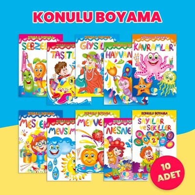 Konulu Boyama Kitapları Seti (10 Kitap) - Manan Yayınları