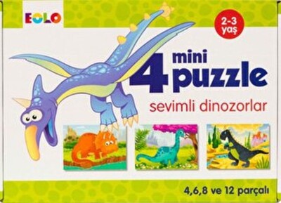 Mini Puzzle-Sevimli Dinozorlar - EOLO Eğitici Oyuncak ve Kitap