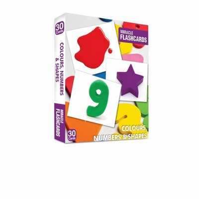 Miracle Flashcards Colours, Numbers and Shapes (30 Cards) - Mk Publications