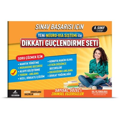 Sınav Başarısı İçin Yeni Neuro-Via Sistemi İle Dikkati Güçlendirme Seti 8. Sınıf (3 Kitap Takım) - Adeda Yayıncılık