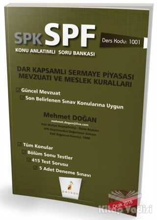Pelikan Yayıncılık - SPK - SPF Dar Kapsamlı Sermaye Piyasası Mevzuatı ve Meslek Kuralları Konu Anlatımlı Soru Bankası