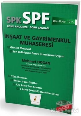 SPK - SPF İnşaat ve Gayrimenkul Muhasebesi Konu Anlatımlı Soru Bankası - 1