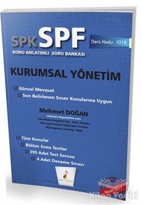 SPK - SPF Kurumsal Yönetim Konu Anlatımlı Soru Bankası - Pelikan Yayıncılık