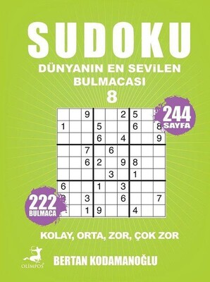 Sudoku - Dünyanın En Sevilen Bulmacası 8 - Kolay Orta Zor Çok Zor - Olimpos Yayınları