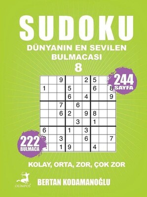 Sudoku - Dünyanın En Sevilen Bulmacası 8 - Kolay Orta Zor Çok Zor - Olimpos Yayınları
