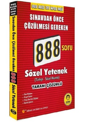 Tasarı DGS ALES TYT KPSS MSÜ Sözel Yetenek 888 Soru Bankası Çözümlü - Tasarı Akademi Yayınları