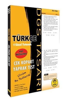 Tasarı DGS Türkçe Sözel Yetenek Yaprak Test Çek Kopart - Tasarı Akademi Yayınları