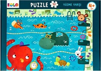 Yer Puzzle-40 Parça Puzzle - Yüzme Yarışı - EOLO Eğitici Oyuncak ve Kitap