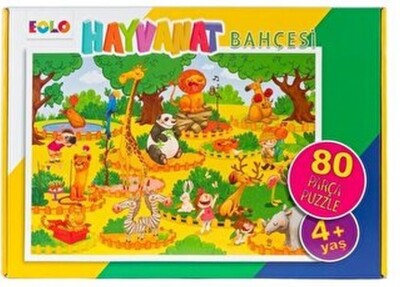 Yer Puzzle-80 Parça Puzzle - Hayvanat Bahçesi - EOLO Eğitici Oyuncak ve Kitap