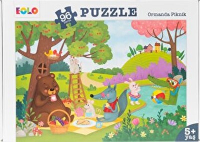 Yer Puzzle-96 Parça Puzzle - Ormanda Piknik - EOLO Eğitici Oyuncak ve Kitap