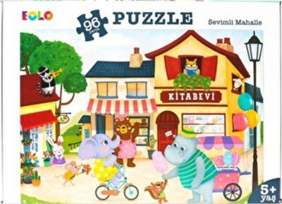 Yer Puzzle-96 Parça Puzzle - Sevimli Mahalle - EOLO Eğitici Oyuncak ve Kitap